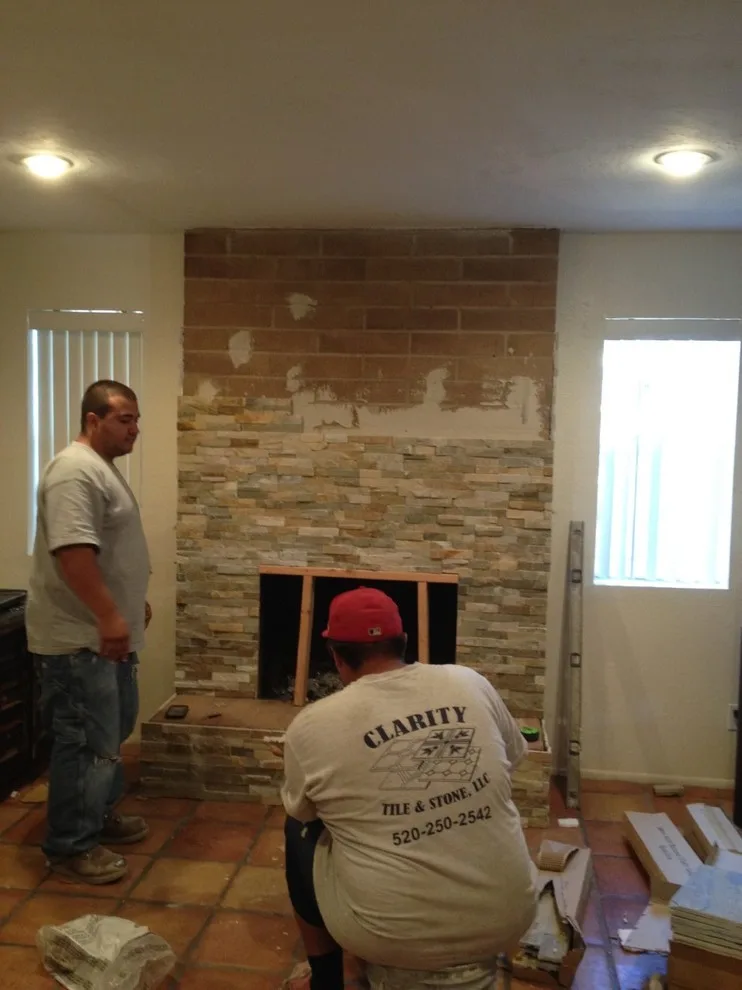 Fireplace renovation by Tucson Tile Outlet - Photo 3