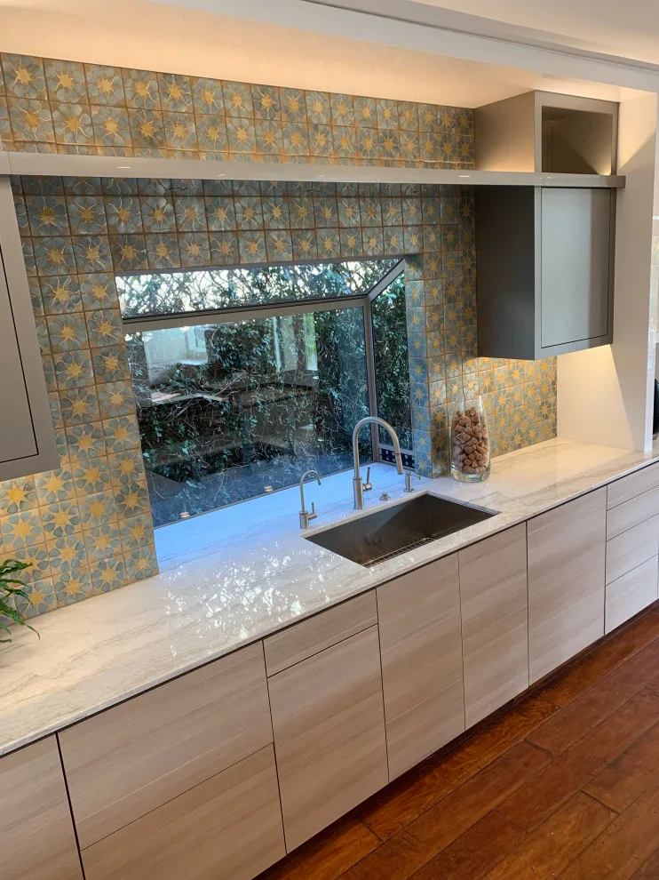 Quartzite Stone Kitchen Countertops with Tiled Backsplash by CMG Granite And Stone Inc. - Photo 5