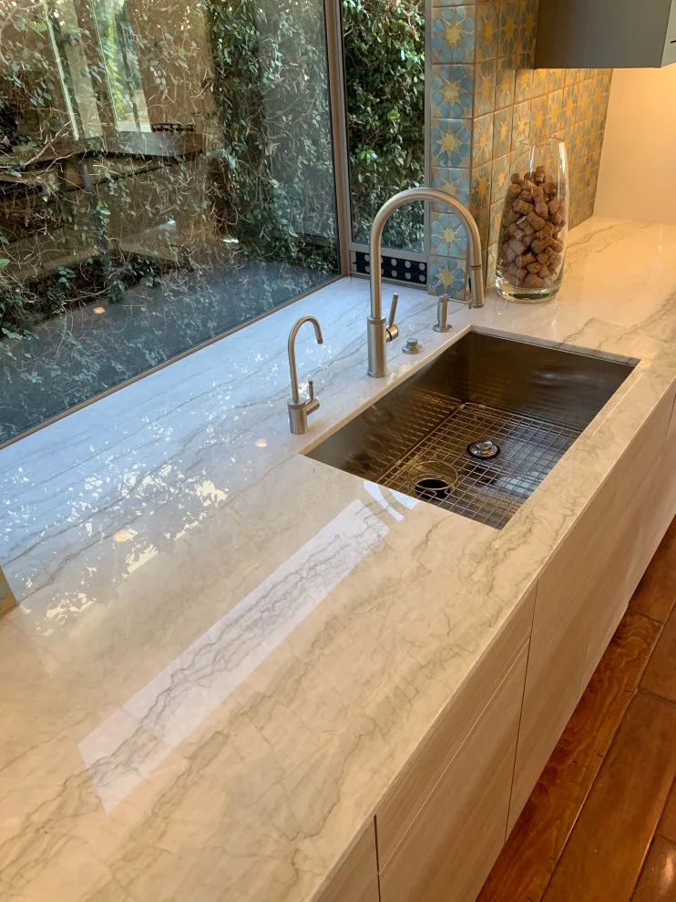 Quartzite Stone Kitchen Countertops with Tiled Backsplash by CMG Granite And Stone Inc. - Photo 3
