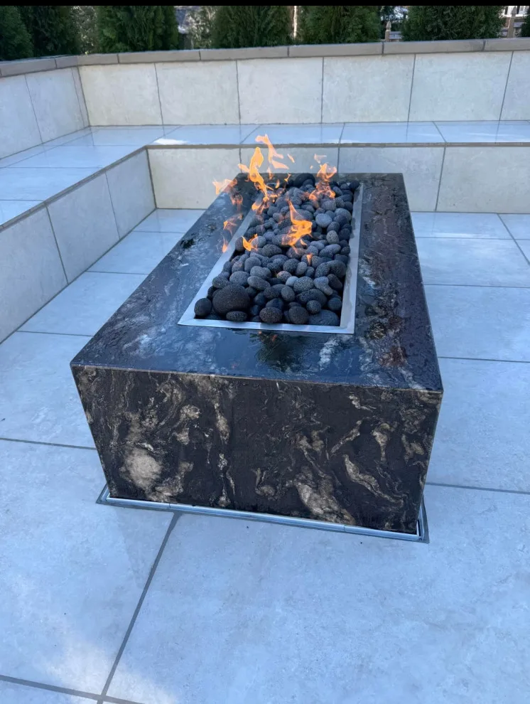 Outdoor Fireplace Ideal with Titanium Leathered Granite by Euroselect Stone LLC - Photo 2