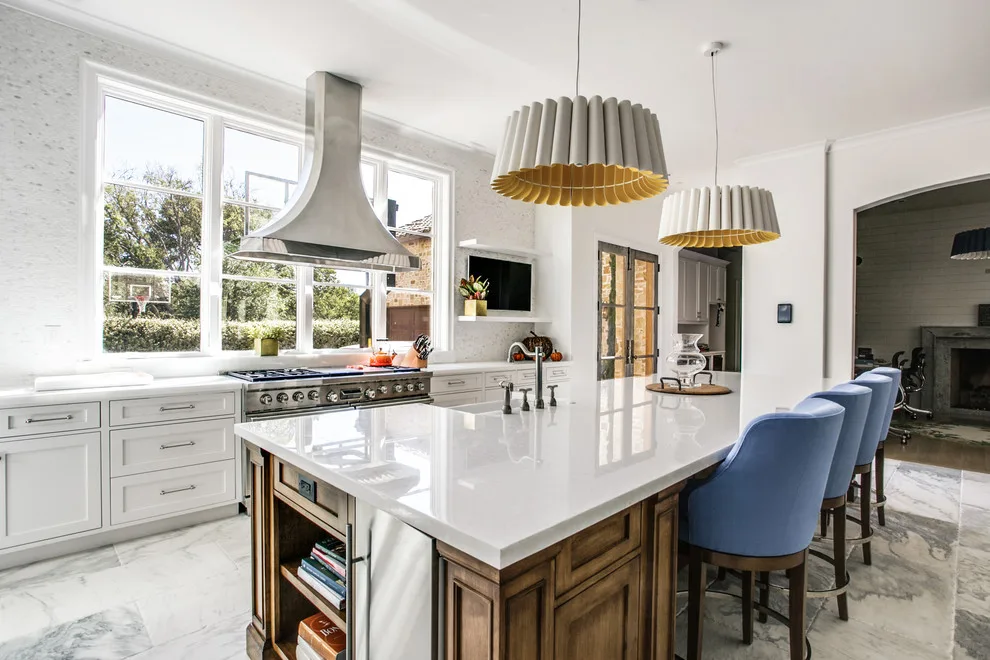 Hanoi Elegant White Transitional Kitchen and Bathroom by Aria Stone Gallery - Photo 5