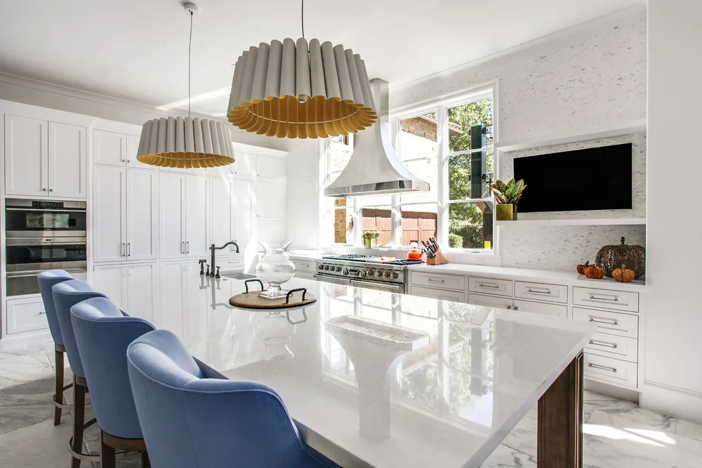 Hanoi Elegant White Transitional Kitchen and Bathroom by Aria Stone Gallery - Photo 4