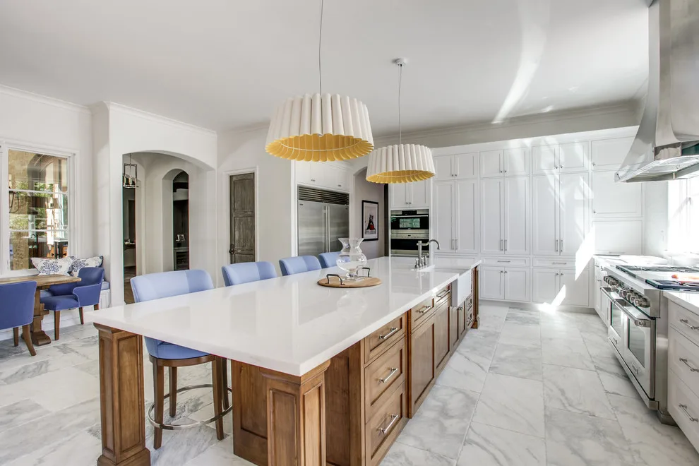 Hanoi Elegant White Transitional Kitchen and Bathroom by Aria Stone Gallery - Photo 7