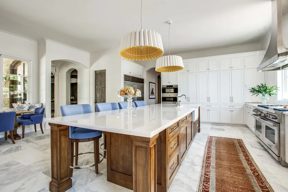 Hanoi Elegant White Transitional Kitchen and Bathroom by Aria Stone Gallery - Photo 9