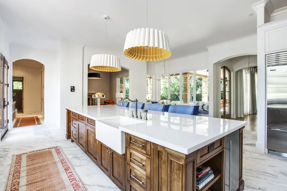 Hanoi Elegant White Transitional Kitchen and Bathroom by Aria Stone Gallery - Photo 6
