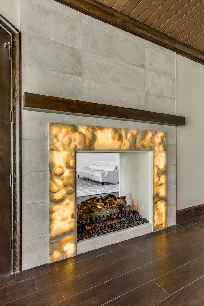 Backlit Onyx Gameroom with Transitional Design and Calacatta Marble Kitchen by Aria Stone Gallery - Photo 17