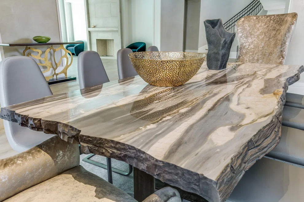 Cielo Calacatta Marble Dining Table and Room by Aria Stone Gallery - Photo 2