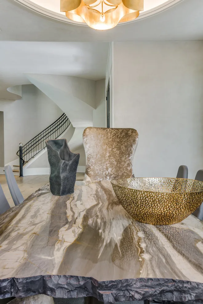 Cielo Calacatta Marble Dining Table and Room by Aria Stone Gallery - Photo 5