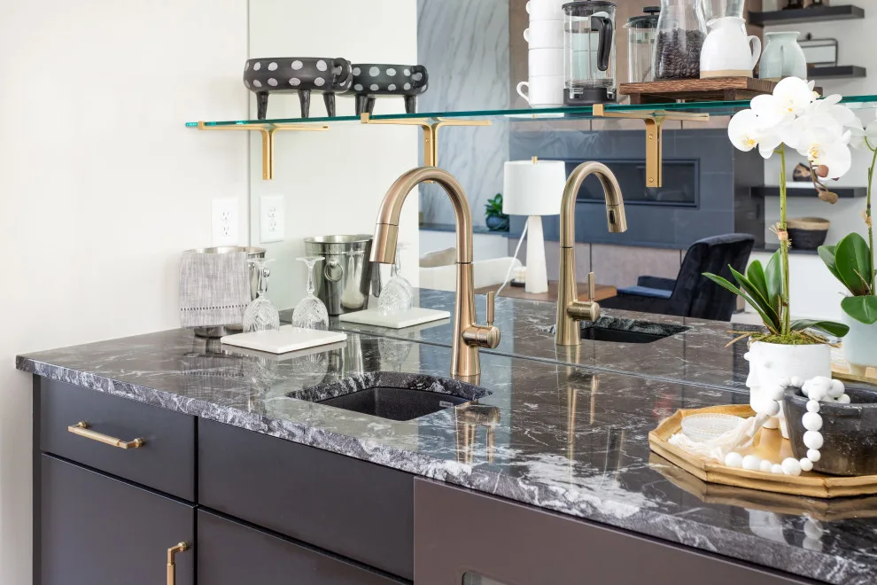 Timeless Gold Porcelain Canopy and Backsplash by Marble Granite World - Photo 3