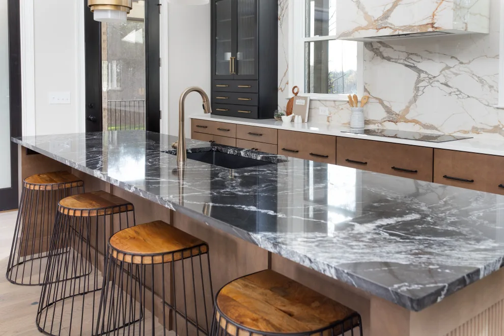 Timeless Gold Porcelain Canopy and Backsplash by Marble Granite World - Photo 2