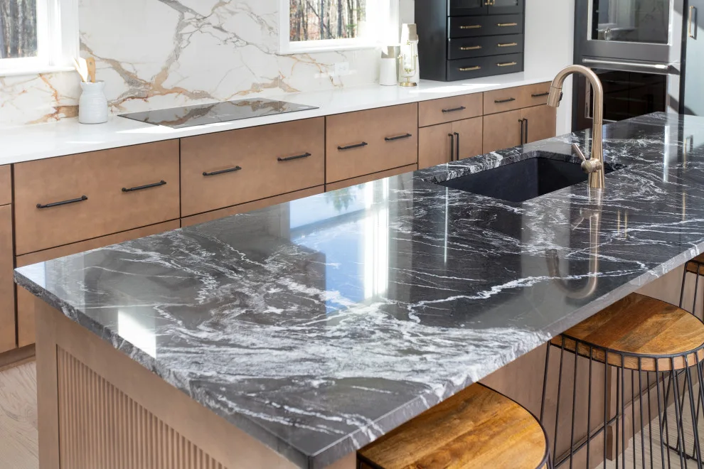 Timeless Gold Porcelain Canopy and Backsplash by Marble Granite World - Photo 6