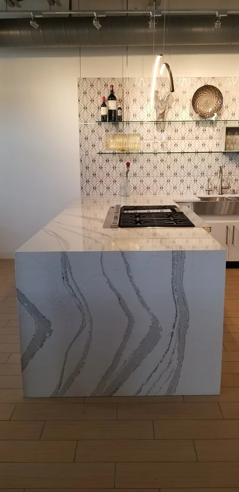 Custom Waterfall Countertop for Industrial Kitchen by Sandia Marble - Photo 2
