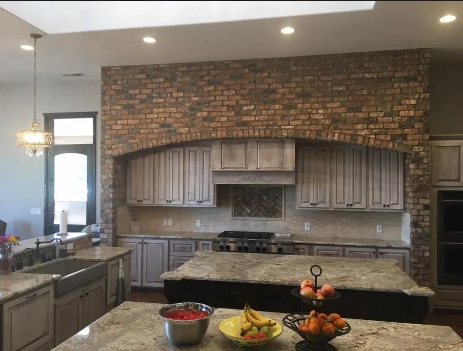 Exposed Brick Rustic Kitchen by Sandia Marble - Photo 2