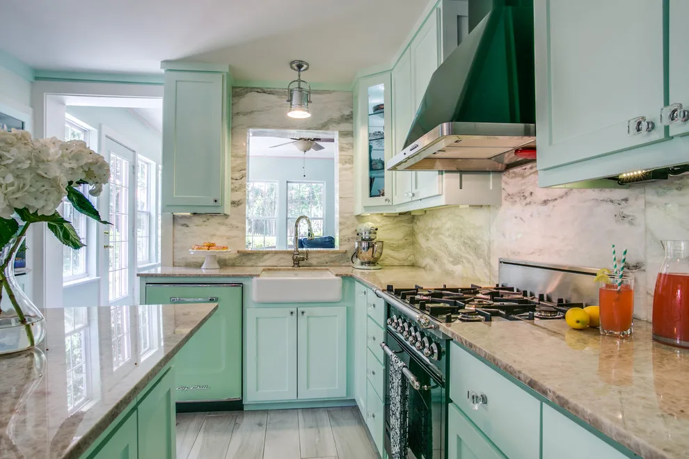 Retro Kitchen Renovation with Onyx and Quartzite by Aria Stone Gallery - Photo 3