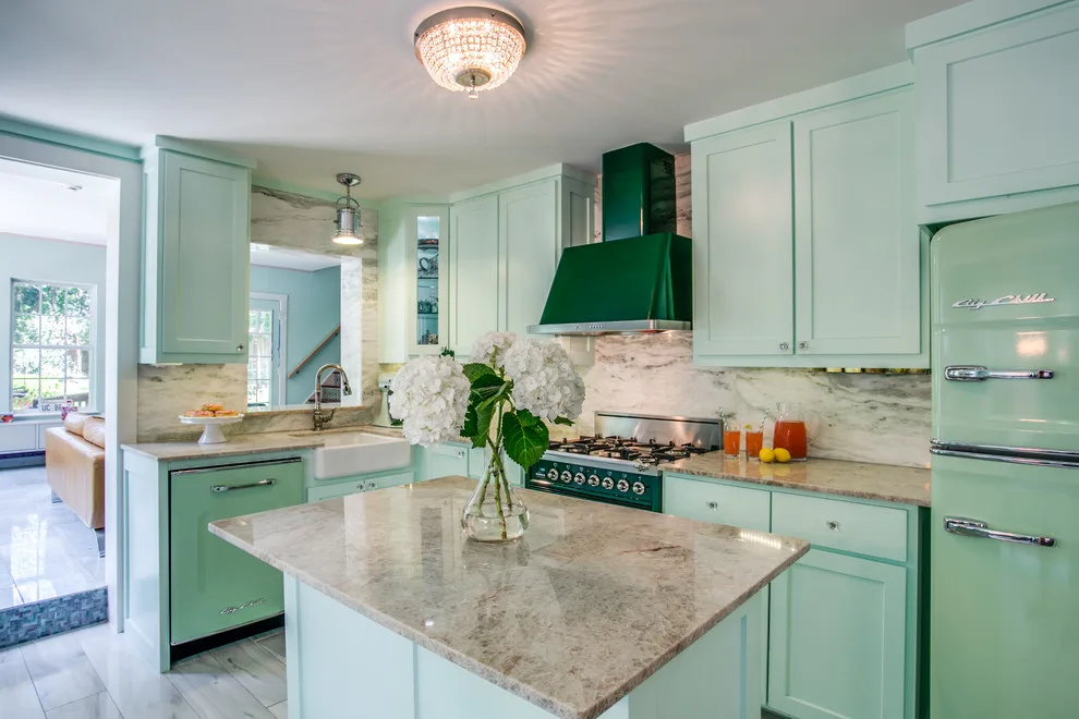 Retro Kitchen Renovation with Onyx and Quartzite by Aria Stone Gallery - Photo 6
