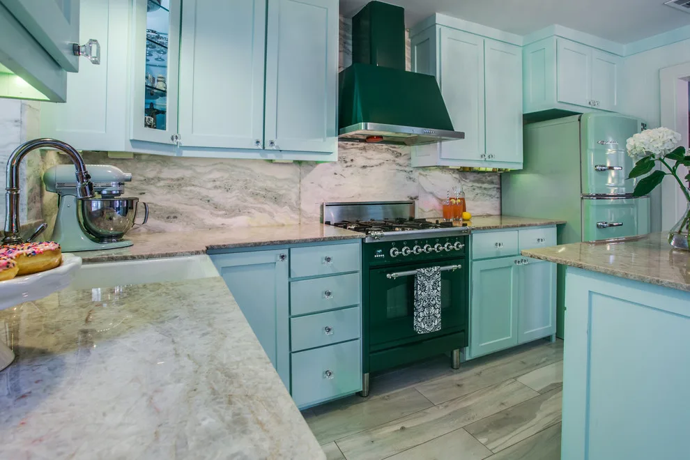 Retro Kitchen Renovation with Onyx and Quartzite by Aria Stone Gallery - Photo 8