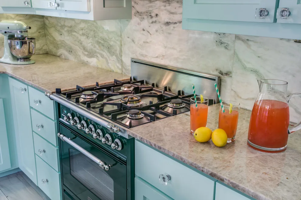 Retro Kitchen Renovation with Onyx and Quartzite by Aria Stone Gallery - Photo 7