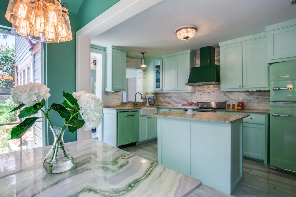 Retro Kitchen Renovation with Onyx and Quartzite by Aria Stone Gallery - Photo 5