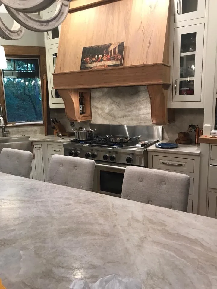 Leathered Quartzite Kitchen Featuring Taj Mahal - Our Project by Trinity Granite & Marble - Photo 6
