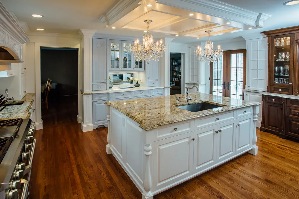 Blue China Hutch in a White Kitchen by Italian Marble & Granite Inc - Photo 13