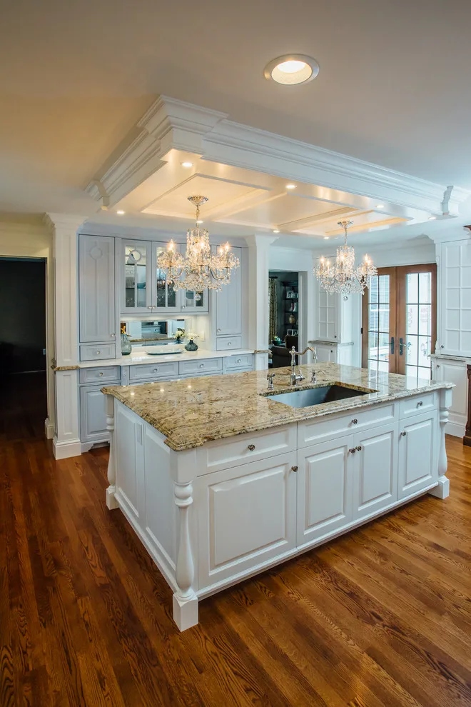 Blue China Hutch in a White Kitchen by Italian Marble & Granite Inc - Photo 6