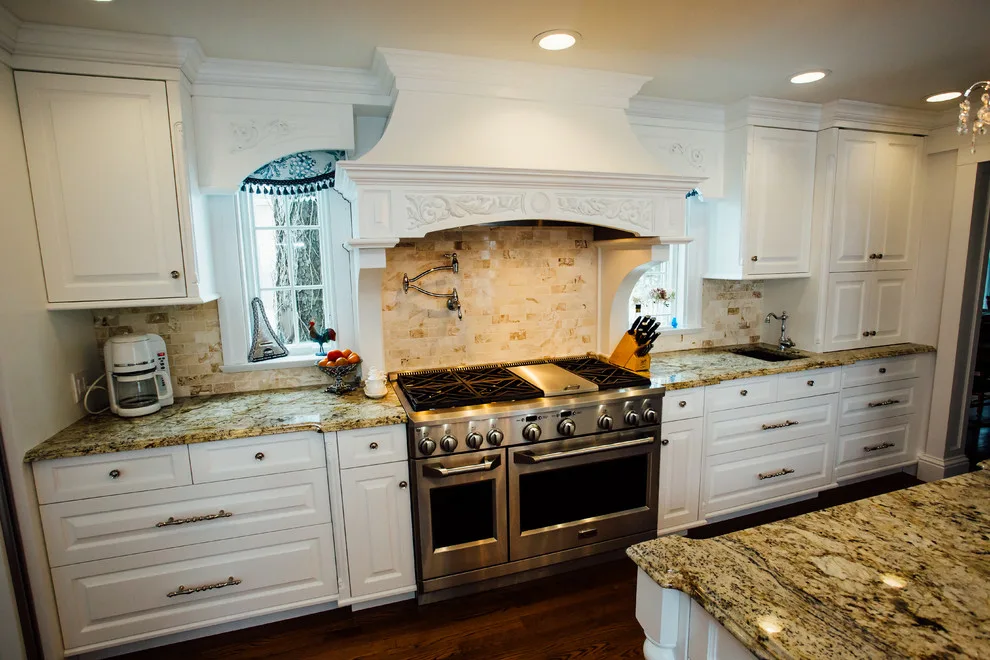 Blue China Hutch in a White Kitchen by Italian Marble & Granite Inc - Photo 8