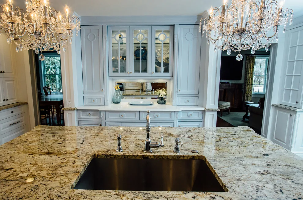 Blue China Hutch in a White Kitchen by Italian Marble & Granite Inc - Photo 21
