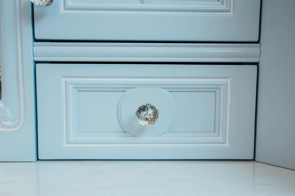 Blue China Hutch in a White Kitchen by Italian Marble & Granite Inc - Photo 7