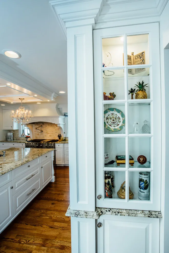 Blue China Hutch in a White Kitchen by Italian Marble & Granite Inc - Photo 24