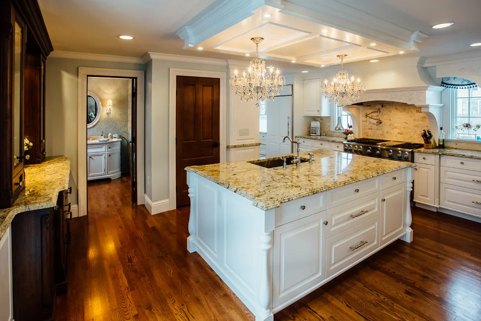 Blue China Hutch in a White Kitchen by Italian Marble & Granite Inc - Photo 28
