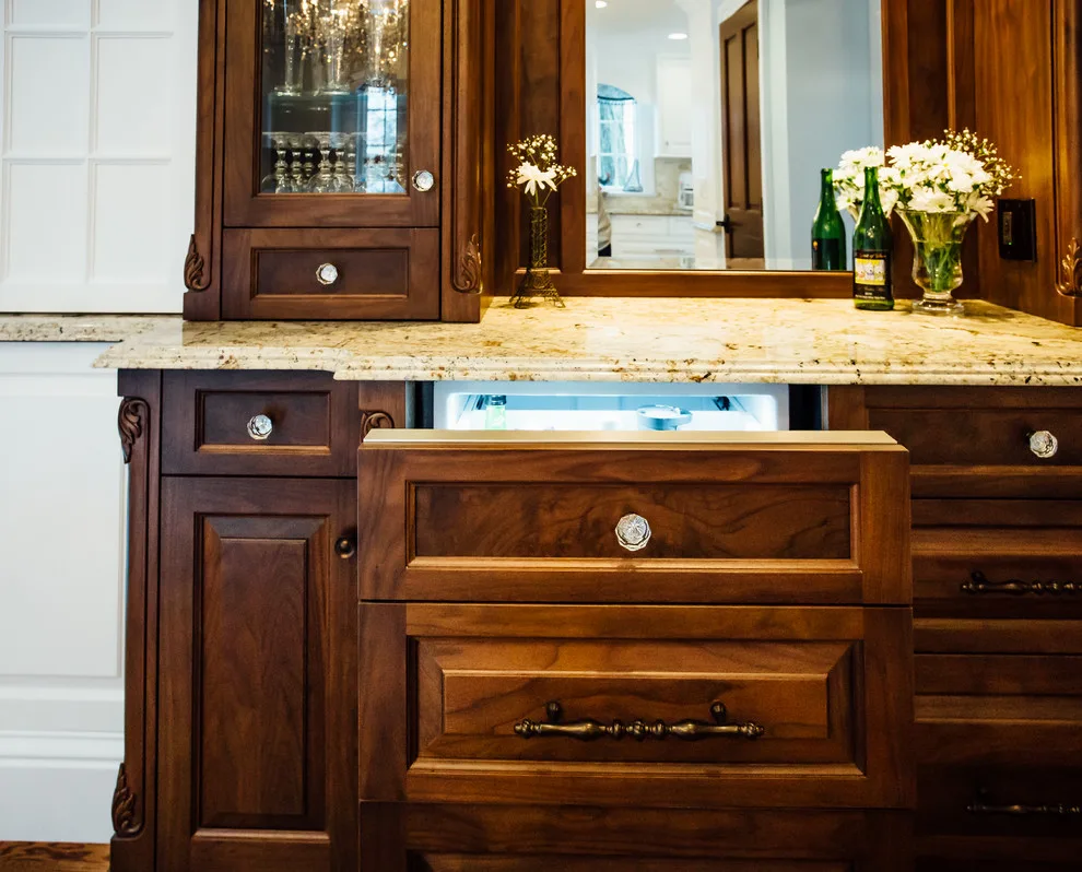 Blue China Hutch in a White Kitchen by Italian Marble & Granite Inc - Photo 9