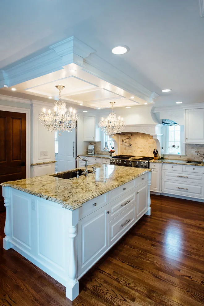 Blue China Hutch in a White Kitchen by Italian Marble & Granite Inc - Photo 15