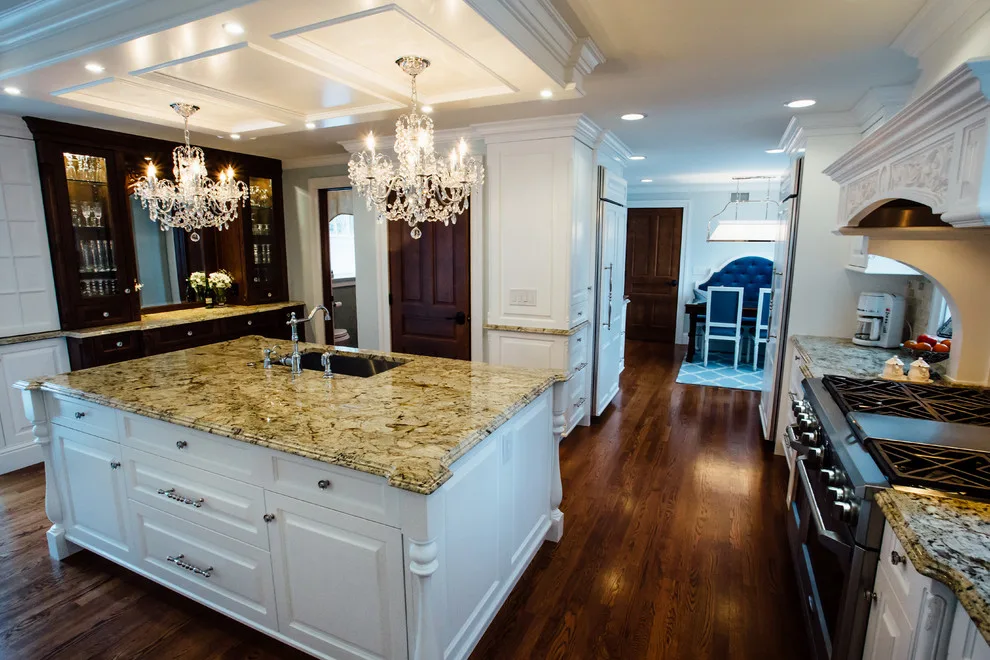 Blue China Hutch in a White Kitchen by Italian Marble & Granite Inc - Photo 4