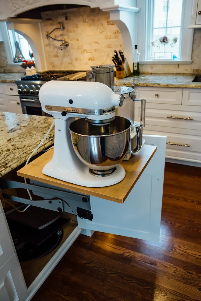 Blue China Hutch in a White Kitchen by Italian Marble & Granite Inc - Photo 10