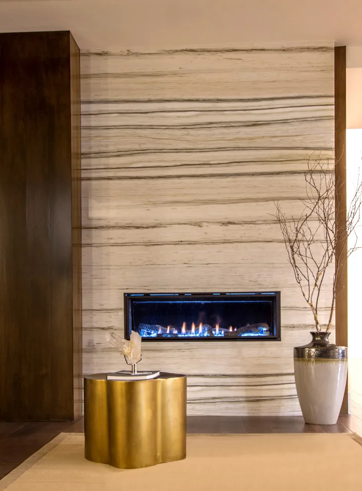 Zebrino White Marble Feature Fireplace by Aria Stone Gallery - Photo 2