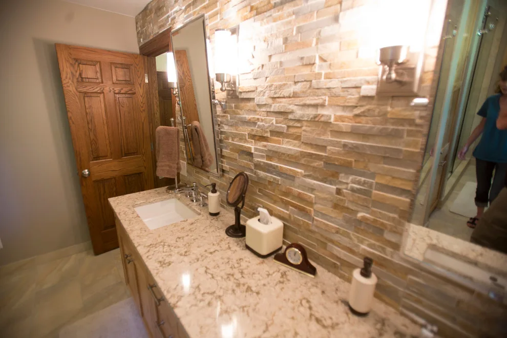 Midland, MI Stacked Stone Luxury Bathroom by Griggs Building & Design Group - Photo 4