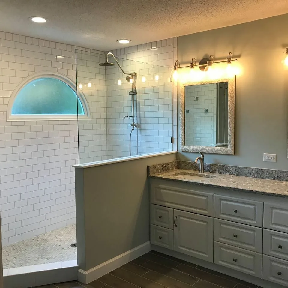 Open Shower with Subway Tile by Renata Renovations LLC - Photo 6