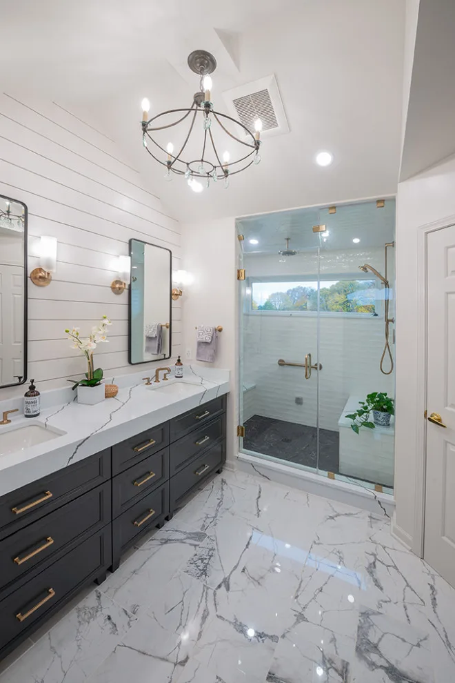 Seaside Farmhouse Primary Bathroom by Heather DeMoras Design Consultants Inc. - Photo 7