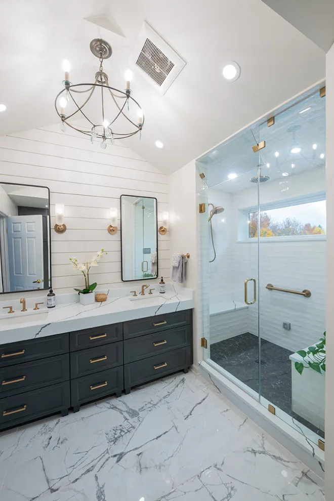 Seaside Farmhouse Primary Bathroom by Heather DeMoras Design Consultants Inc. - Photo 2