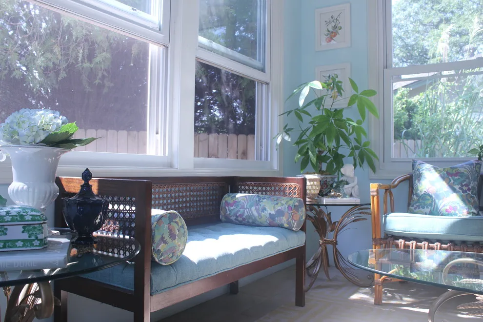 Vibrant Riverside Sunroom by Megan McGraw Interior Design - Photo 3