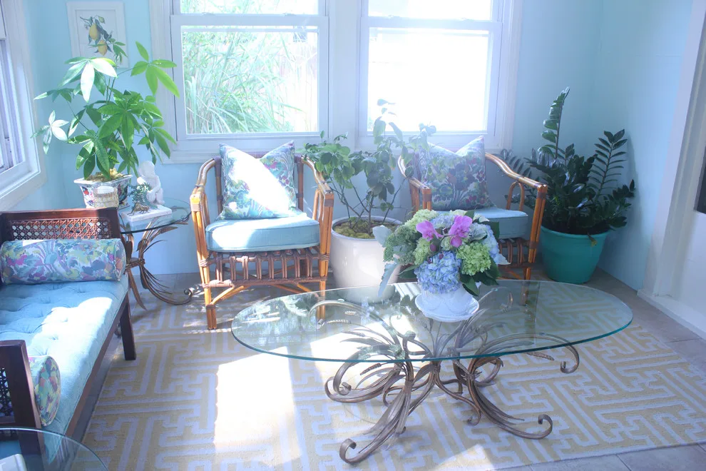 Vibrant Riverside Sunroom by Megan McGraw Interior Design - Photo 8