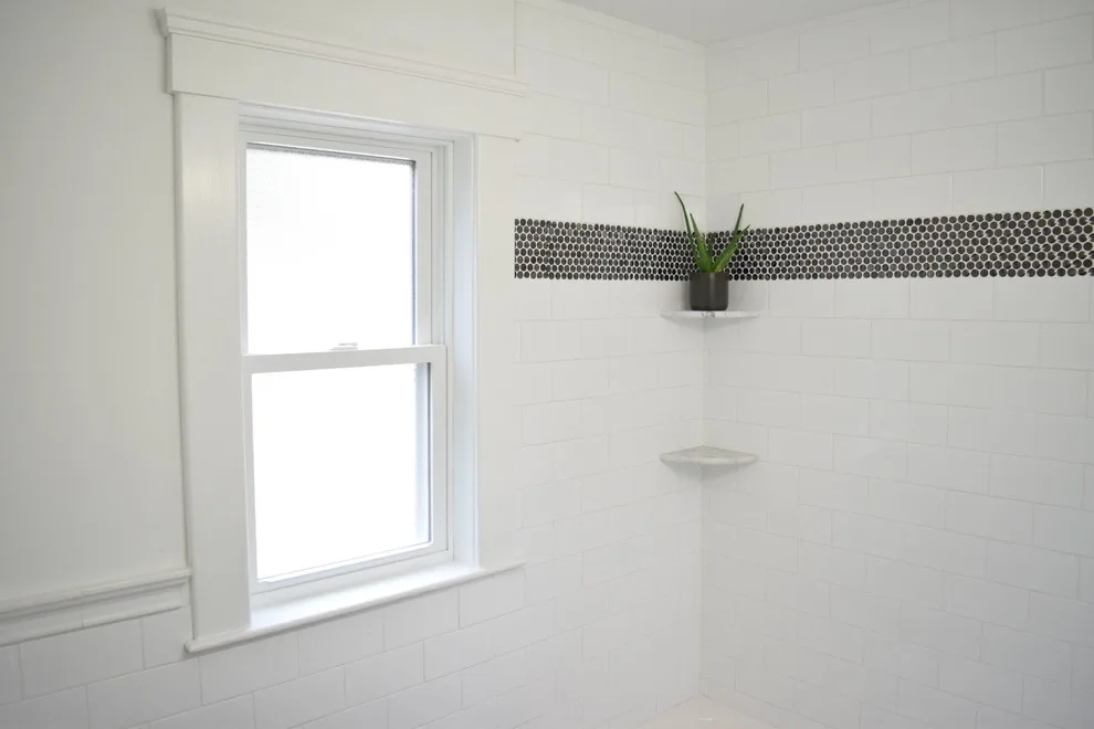 Merrymount Bathroom Renovation with Penny Tiles by Efficiency Plumbing & Remodeling, INC - Photo 3