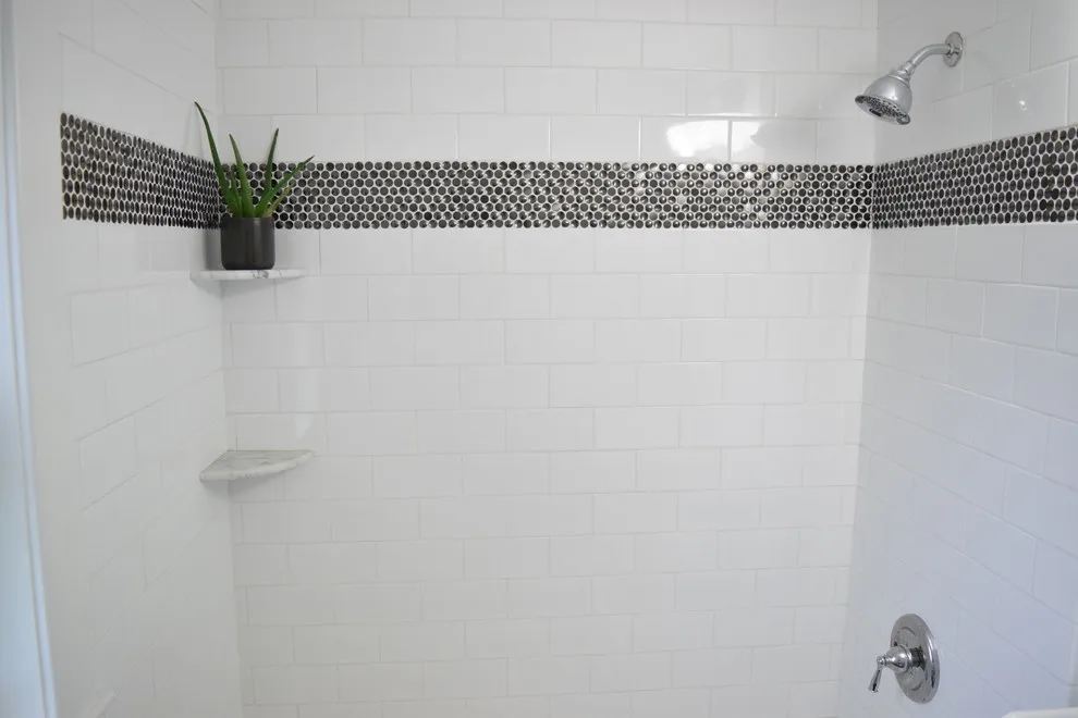 Merrymount Bathroom Renovation with Penny Tiles by Efficiency Plumbing & Remodeling, INC - Photo 4