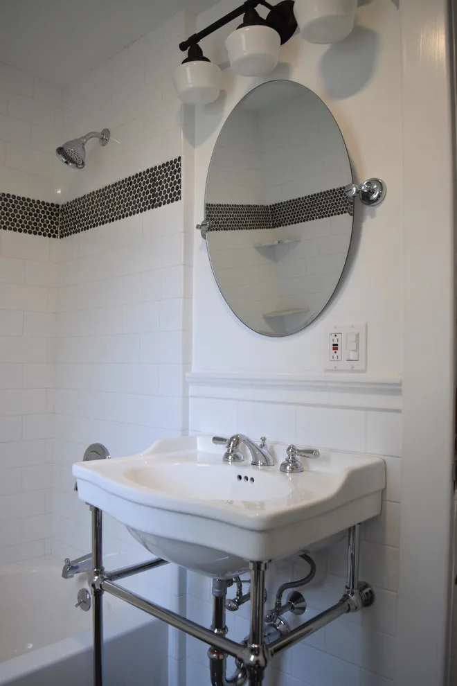 Merrymount Bathroom Renovation with Penny Tiles by Efficiency Plumbing & Remodeling, INC - Photo 5