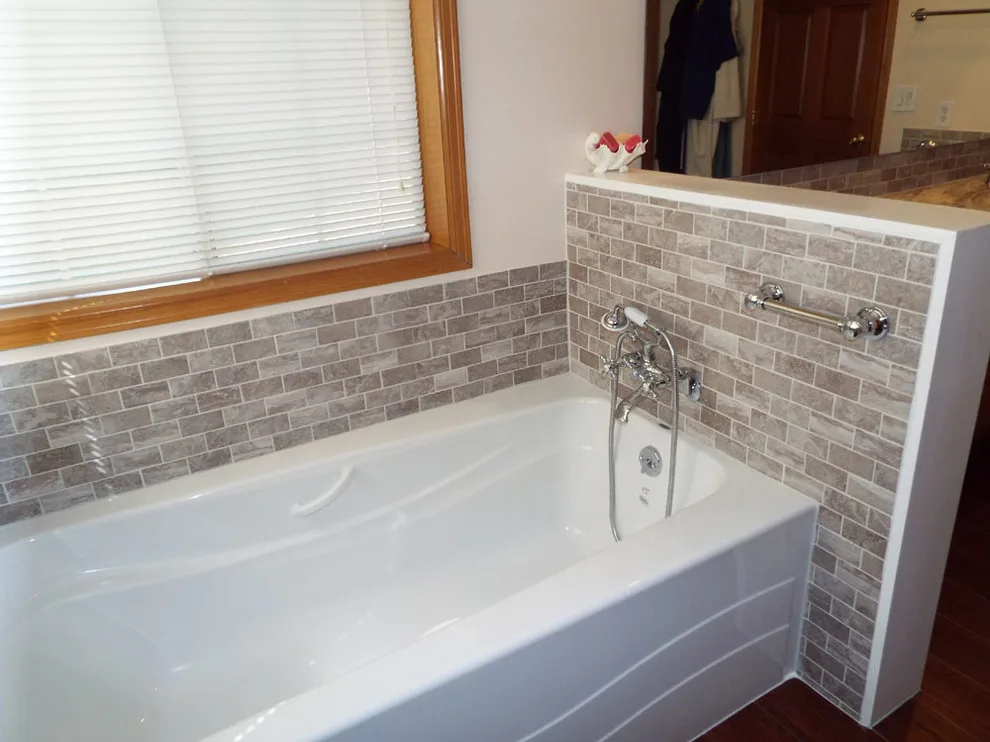 Custom Glass Shower in Tile and Granite Bathroom by Gesang Remodeling - Photo 10