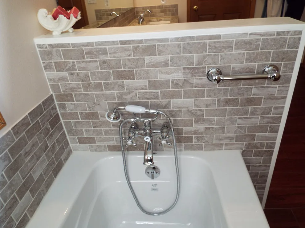 Custom Glass Shower in Tile and Granite Bathroom by Gesang Remodeling - Photo 12