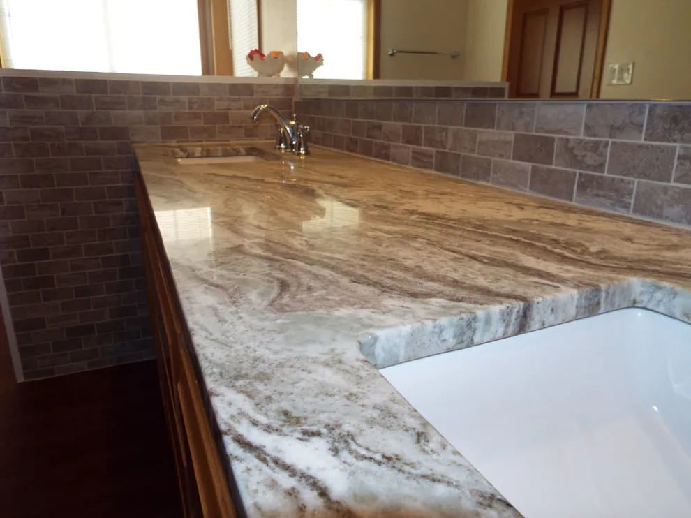 Custom Glass Shower in Tile and Granite Bathroom by Gesang Remodeling - Photo 5