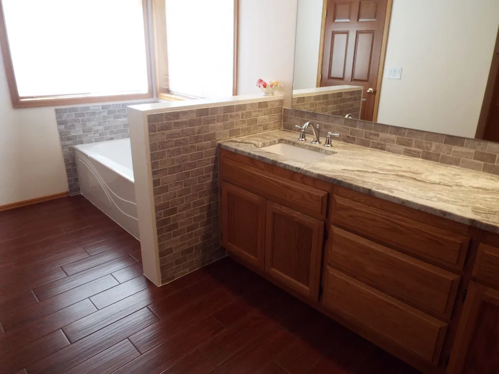 Custom Glass Shower in Tile and Granite Bathroom by Gesang Remodeling - Photo 7