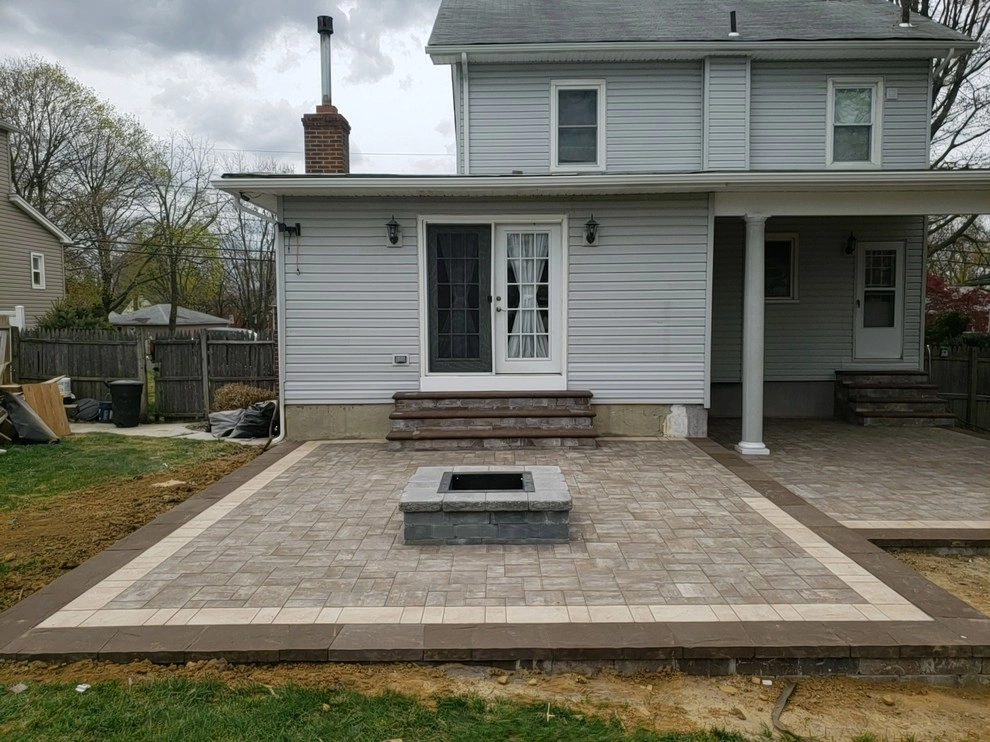 Cambridge Bi-Level Patio with Fire Pit and Landscape Installation by Paradise Pavers Pond Landscaping LLC - Photo 4