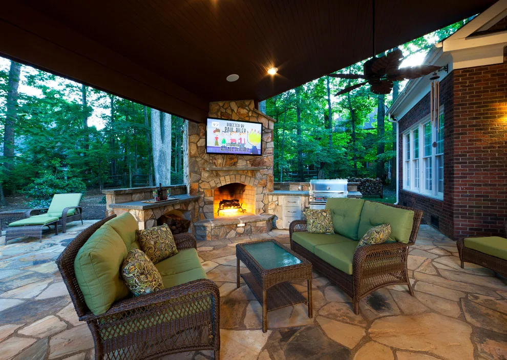 Enclosed Outdoor Living Space with Fireplace by The Stone Man - Photo 4